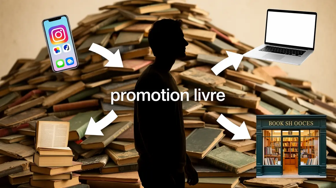 Visuel promotion livre auteur canaux réseaux
