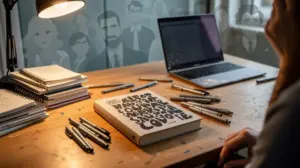 image couverture promotion livre sur table avec auteurs