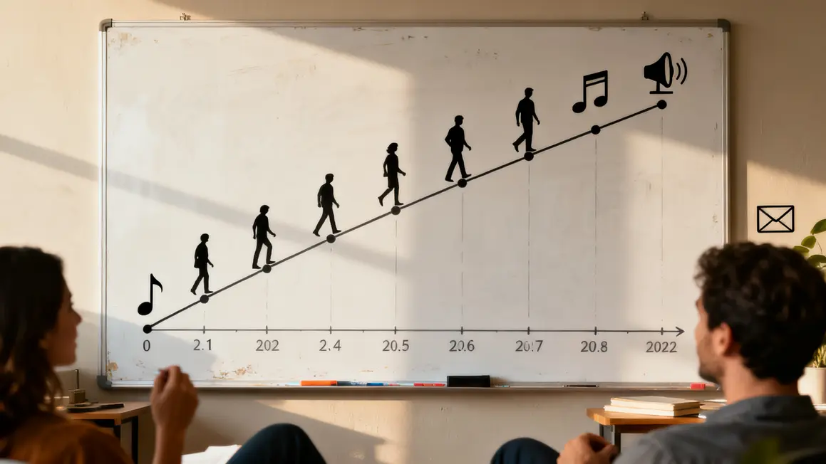 tableau blanc roadmap jalons musique promotion