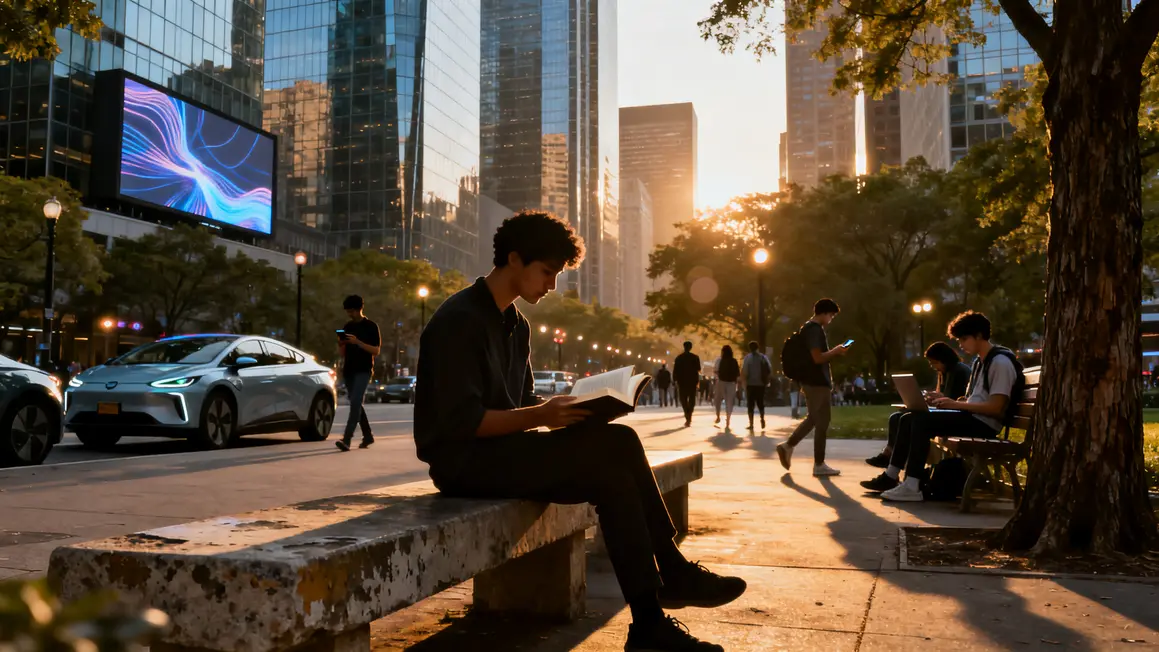 Scène urbaine contemporaine lecteurs roman contemporain