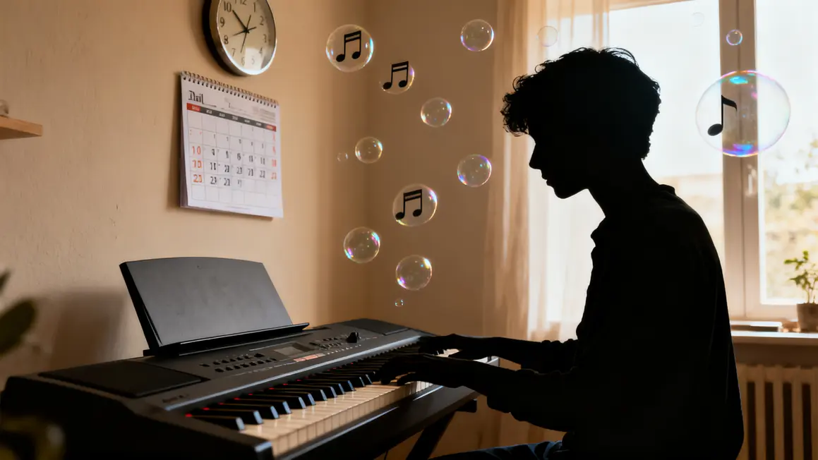 Silhouette routine piano musique calendrier