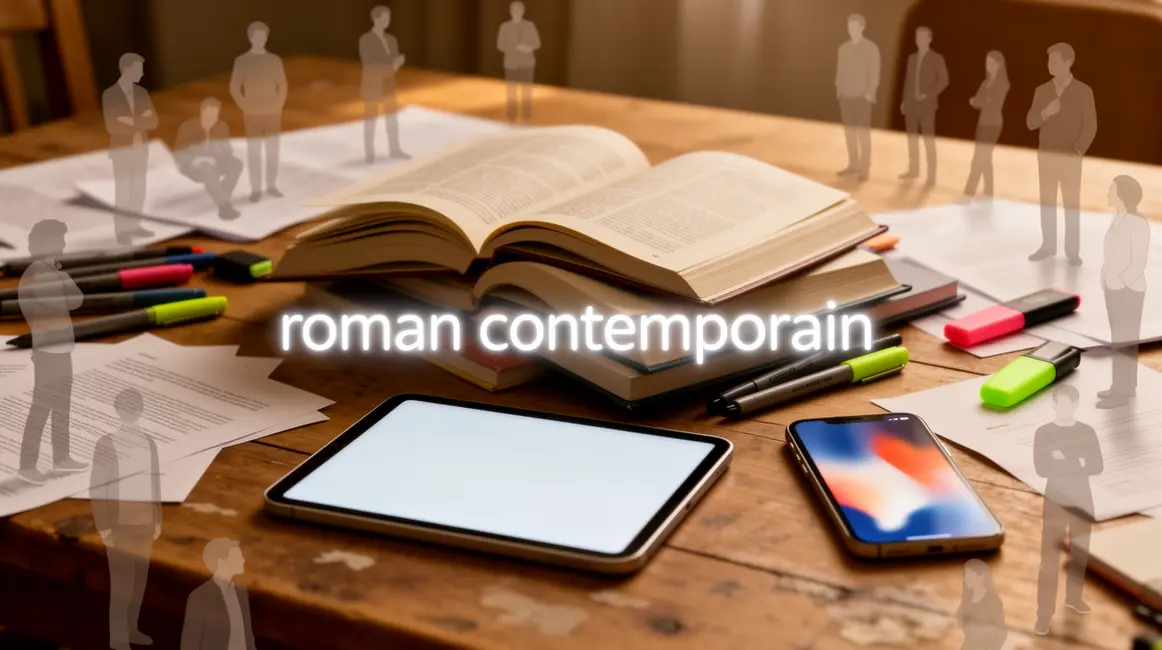 Pile de livres, tablette et smartphone roman contemporain