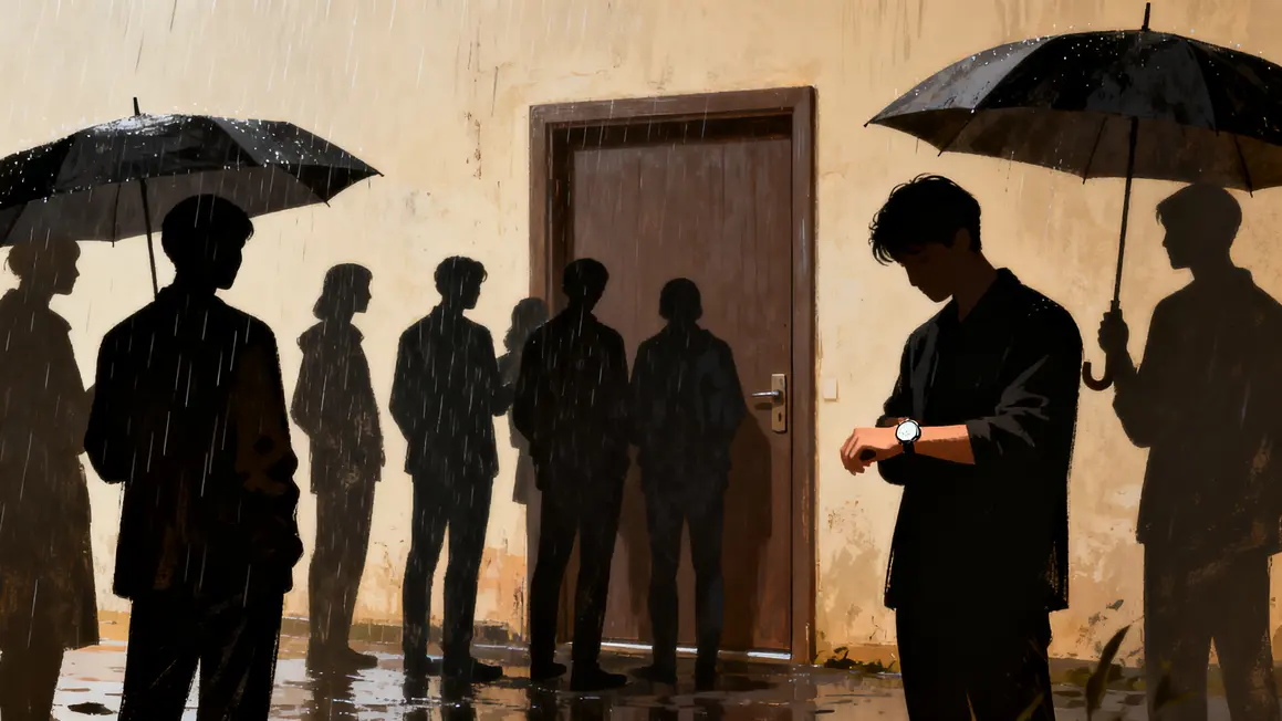 groupe sous pluie porte fermee manque organisation