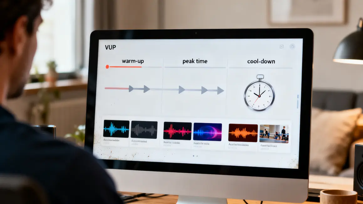 Schéma playlist warm-up peak-time cool-down musique