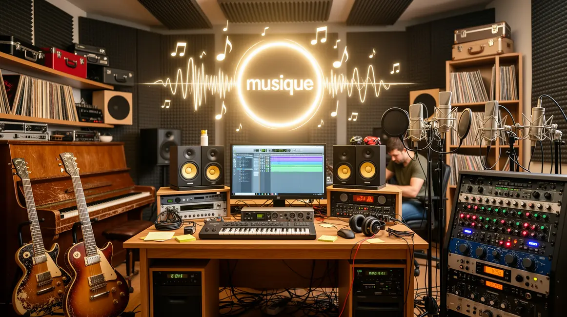 studio musique instruments ordinateur casque mixage