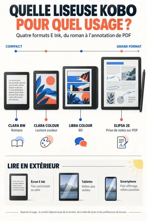 Avis liseuse Kobo : comparaison des modèles Clara, Libra et Elipsa selon les usages