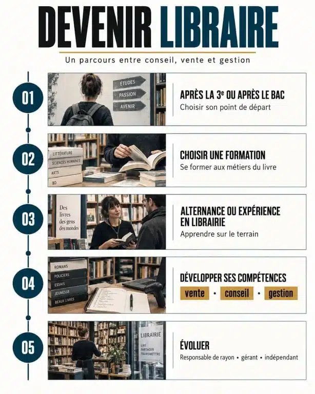 Parcours pour devenir libraire : formations, alternance, expérience et évolutions professionnelles
