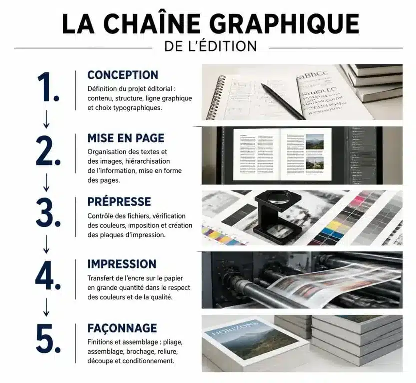 Schéma des étapes de la chaîne graphique de l'édition
