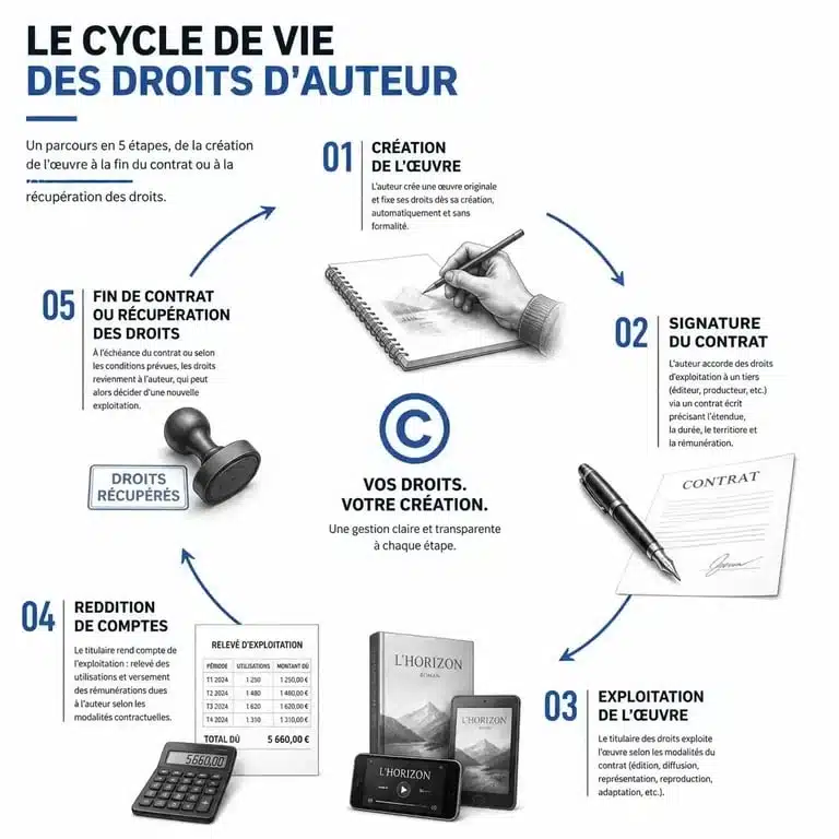 Cycle de vie des droits d'auteur dans l'édition de livre